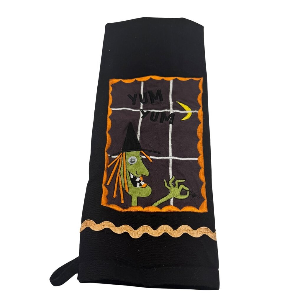 Halloween Witch Kitchen Towel Embroidered Yum Yum Design